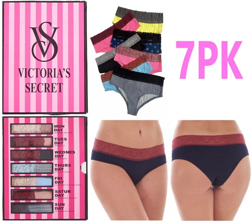 Ladies 7 Pack Knickers VICTORIA SECRET Days Of The Week Box Lace Briefs Panties - 第 1/8 張圖片