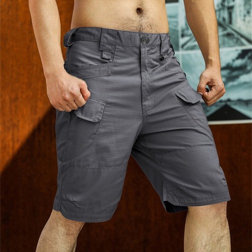 Men Tactical Cargo Shorts Cropped Pants Multi Pockets Zipper Half Trousers Slim - Picture 8 of 17