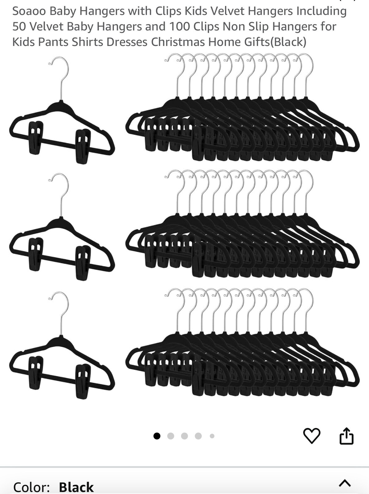 50 Velvet Baby Hangers with Clips for Kids and Gentle Clothes Care-image