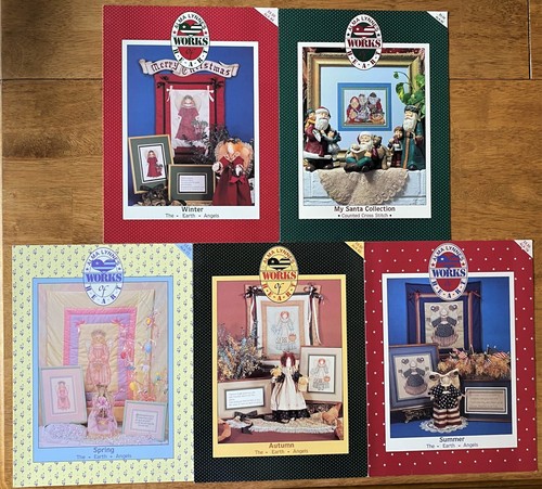 Lot of 5 Alma Lynne's Works of Heart Cross Stitch Pattern Leaflets Earth Angels - Picture 1 of 7