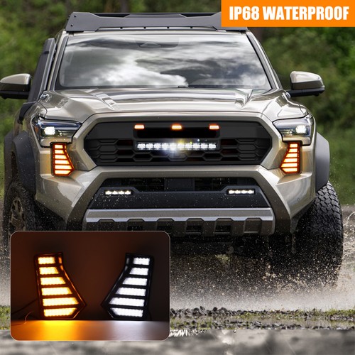 2PCS LED DRL Daytime Running Lamps Bumper Fog Lights For Toyota Tacoma 2024 2025 - Picture 7 of 16