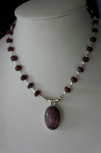 Hermoso conjunto de collares y pendientes de plata 925 con rubí indio en caja de regalo - Imagen 3 de 11