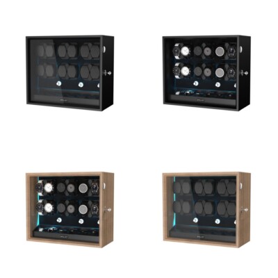 New Automatic 12 Watch Winder 6 Display Storage Box Quiet Mabuchi Motor LED Gift