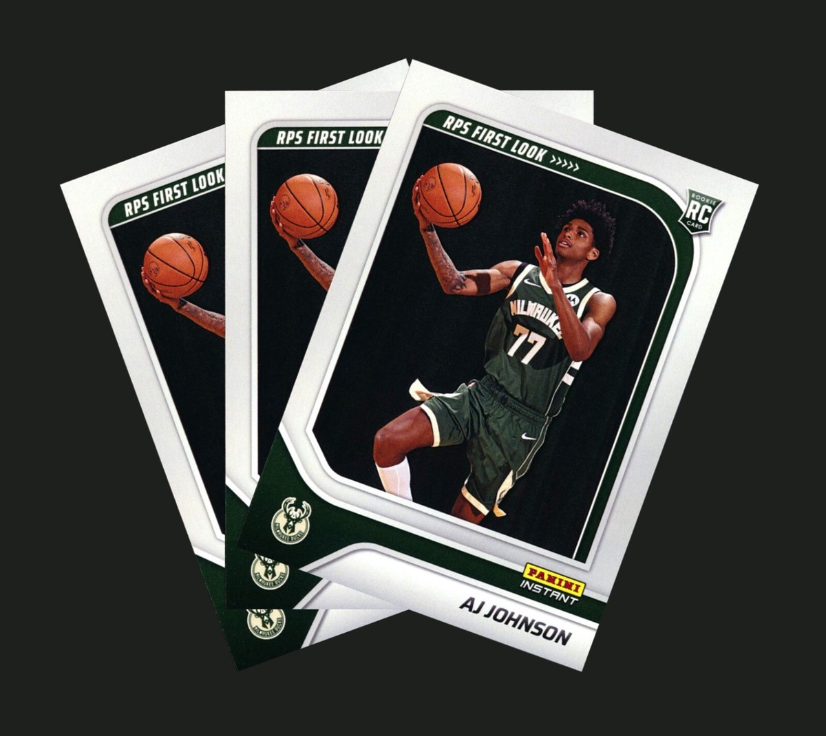 3) 2024-25 PANINI INSTANT AJ JOHNSON RC FIRST LOOK 1ST BUCKS