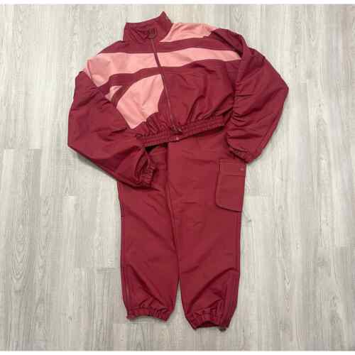Reebok Classic Women's Red Cardi B Track Suit Size Large L Red Pink Full Set - Afbeelding 1 van 14