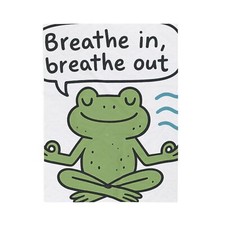 Velveteen Plush Blanket Doodle Frog With Breathe In, Breathe Out