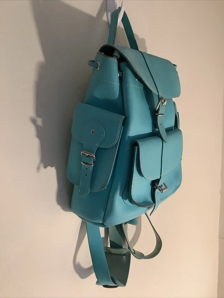 Grafea Mochila Cuero Azul Caprichoso Boho Preppy Hebilla Bolso Grande Foto 3 de 4