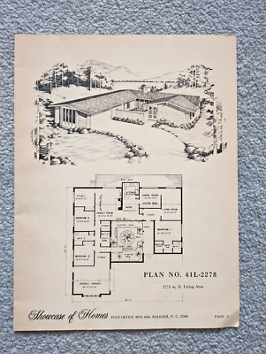 Beispiele für Neubauhäuser - Vintage North Carolina Architektur Druck - um 1970