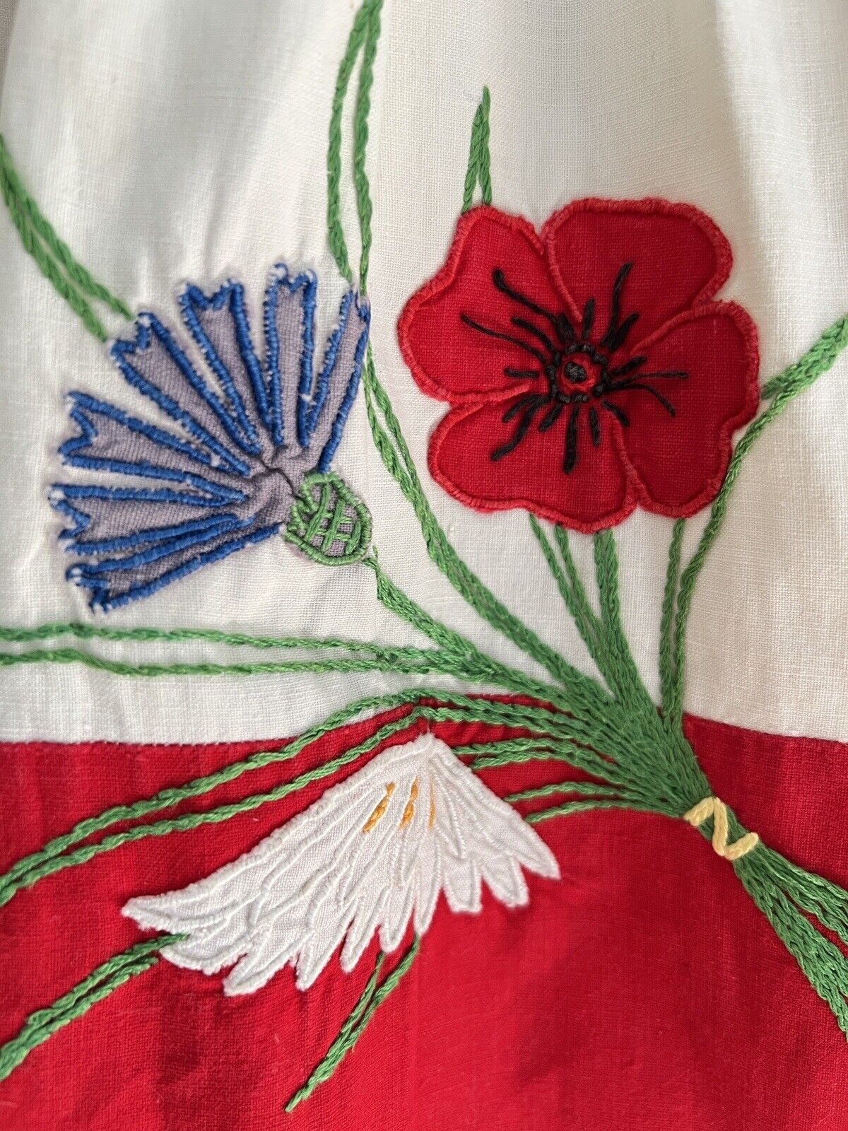 Vintage French COTTON child DRESS FLORAL embroide… - image 7