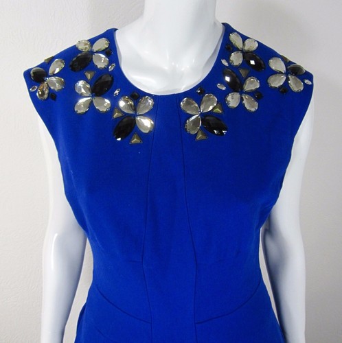 TRACY REESE NEW YORK NWT sleeveless cocktail jewel sheath dress 8 Royal Blue - Picture 2 of 12