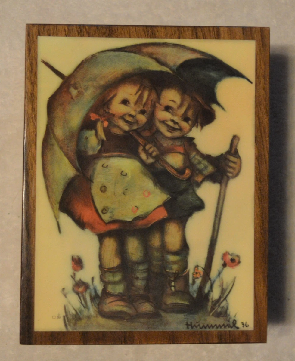 VINTAGE HUMMEL MUSIC BOX MAPSA SWISS MOVEMENT PLAYS RAINDROPS MADE
