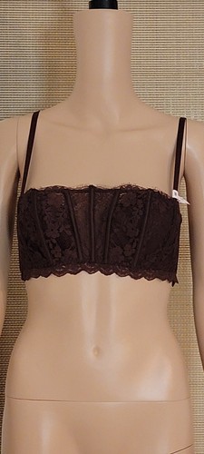 NWT Victoria Secret Lace Lightly Lined Brown Bandeau Bra with Boning Bra Size XL - Picture 8 of 10