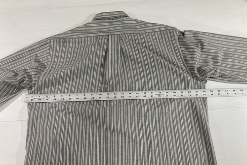 Arrow Wrinkle Free Oxford Shirt Men 16 34/35 Gray Stripe Button Up Dress Casual - Picture 8 of 9