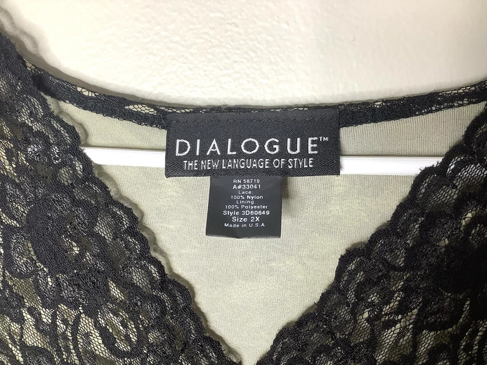 Dialogue черный контраст кружева блузка размер 2 X - Изображение 4 из 4