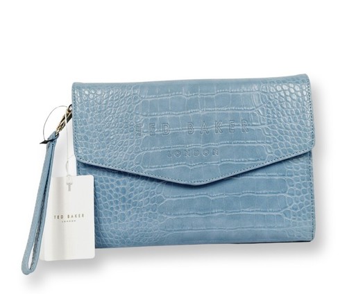 Ted Baker Crocey Pale Blue Envelope Clutch Bag Croc
