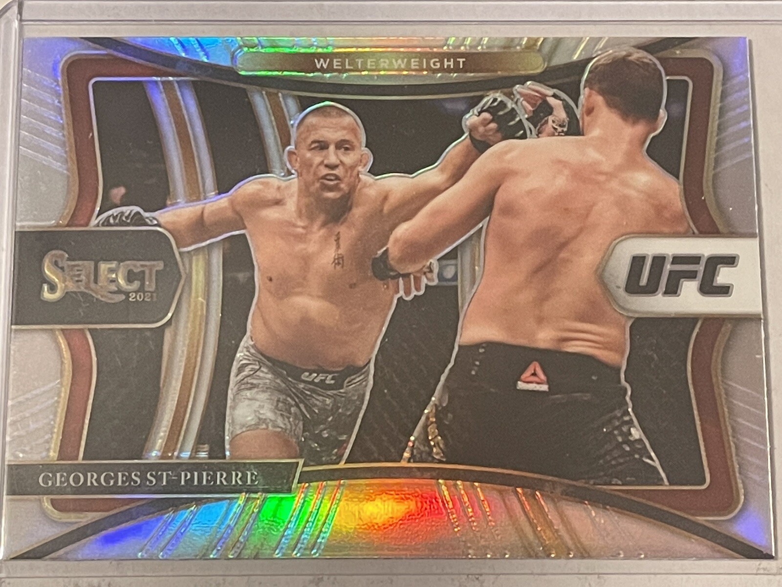 Georges St-Pierre 2021 UFC Select Premier Silver Prizm #135 + BONUS GSP #’d CARD