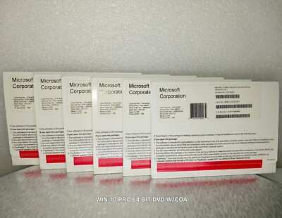 Windows Win 10 Pro 64 Bit DVD Full Ver.  with Genuine License Product Key Seald