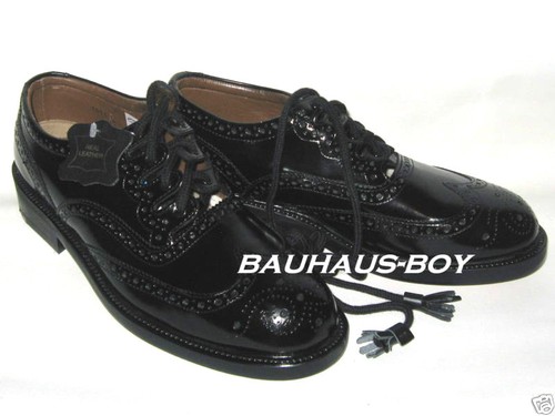 ZAPATOS DE CARDO GHILLIE BROGUE SUELA DE CUERO NEGRO CALIDAD PREMIUM HECHOS EN ESCOCIA - Imagen 1 de 3