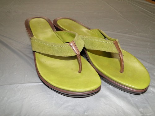 Nine West Valicia limettengrüne Ledersandalen Damengröße 10M – getragen