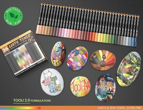 36 Acrylic Paint Pens Skin and Natural Earth Tone Marker Set For Rock Paintin... - Picture 3 of 10