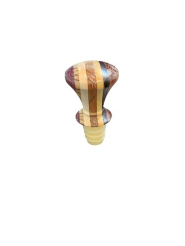 Hand Turned Wooden Wine Bottle Stopper Banded Dark Light Cherry Maple Oak Wood