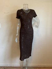 Dolce Gabbana Brown Lace Mesh Long Virgin Mary Madonna Dress Y2K Maxi Dress Sm
