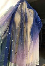 58'' Wide By Yards Ombre Mesh Tulle With Pearls Gradual Net Fabric Wedding Lace
