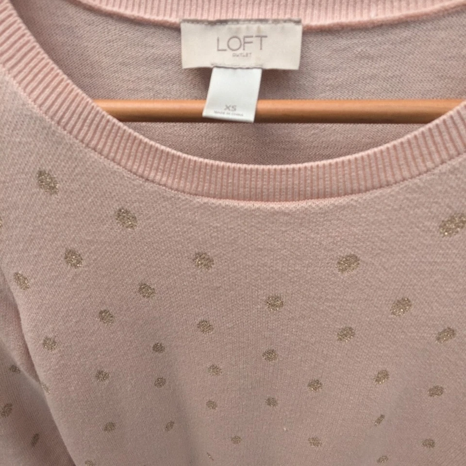 Пуловер Loft Ann Taylor розовое золото в горошек - XS как новый - Изображение 3 из 3