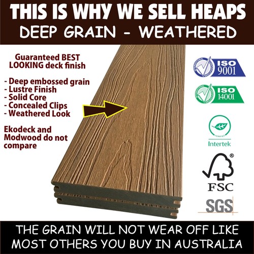 TEAK COMPOSITE DECKING Eco - 25 year warranty - 5.4m boards and 138mm wide - DIY - Picture 4 of 11
