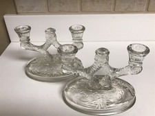Vintage Glass Double Candle Stick Holders