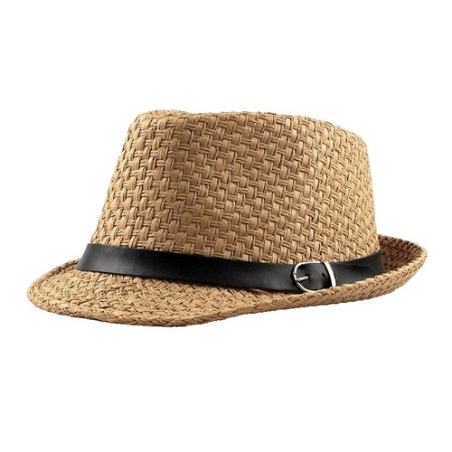 Floral Canvas Trilby/Fedora Hat in Beige Tan Black with Speckles of Gold Large Head Size Tan Straw Fedora: 5 main image 2