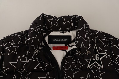 DOLCE & GABBANA キッズ　ダウンジャケット DOLCE & GABBANA Kids Black Star Print Full Zip Puffer Jacket