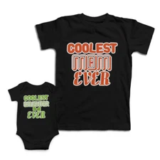 Love Mom and Baby Matching Outfits Coolest Mom Daughter Ever Heart Match Clothes