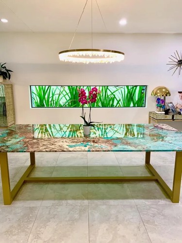 Amazonite kitchen counter slab / natural stone handmade vanity counter top decor - Picture 8 of 10
