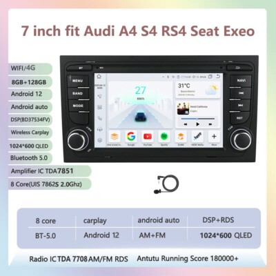 8+128GB Android 12 Für AUDI A4 S4 RS4 RNS-E Seat Exeo Autoradio CarPlay GPS NAVI