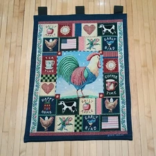 Coco Dowley Rise & Shine Americana Rooster Tapestry Wall Hanging Farmhouse 26x36