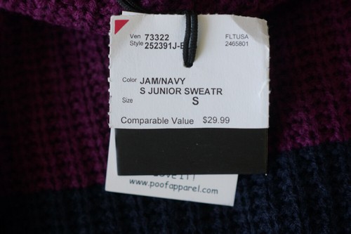 POOF Womens Juniors Sweater, Size Small, Jam / Navy, New With Tags, MSRP $29.99 - Picture 2 of 7
