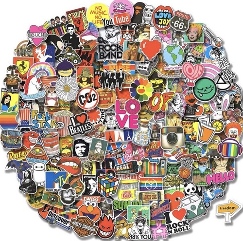 Paquete de 100 pegatinas al azar impermeables calcomanías de vinilo marcas dibujos animados punk rock - Imagen 7 de 8