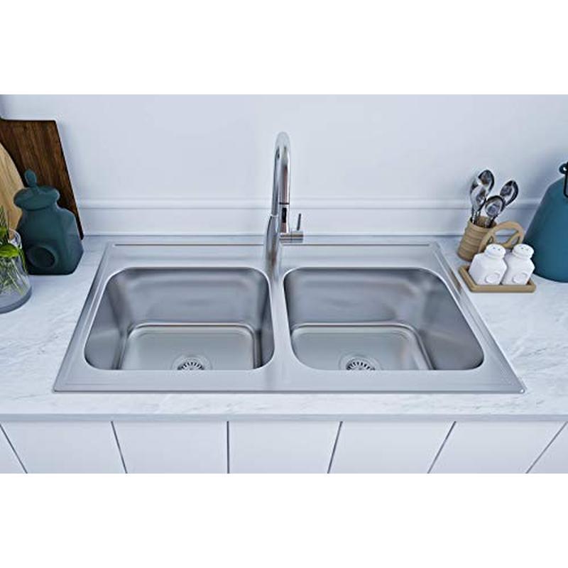 33x19 Deep Drop in Kitchen Sink Dual Basin Stainless Steel Mobile Homes ‎Natural