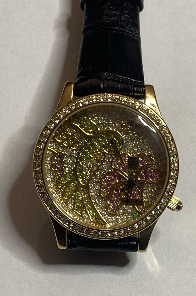 New Victoria Wieck Beverly Hills Crystal Electric Watch Gold Leather Band 35mm Victoria Wieck Beverly Hills Vintage Crystal Watch Gold  main image 3