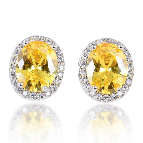 4 kt CZ Ohrstecker OVAL Halo simulierter Saphir Smaragd Amethyst Rubin Geschenk - Bild 17 von 18
