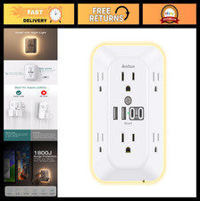 6 Outlet Surge Protector Power Strip with Night Light  4 USB Chargers - Home Of
