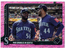 VETERAN COMBO AROZARENA & RODRIGUEZ MLB PARALLEL CARD 2025 TOPPS US244 PINK HOLO