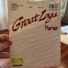 Vtg Hanes Great Legs Sheer Control Top Sandalfoot Pantyhose Color Pearl Size AB