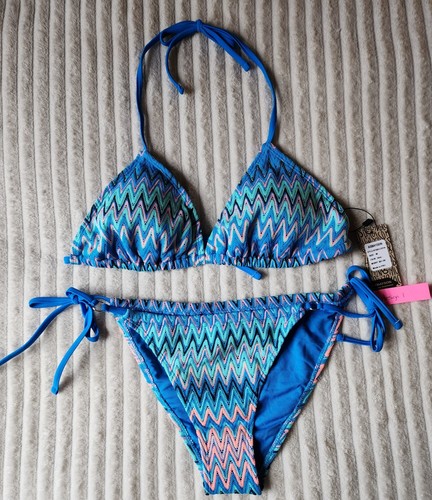 Bathing Suit String Bikini Medium Swimwear Blue Pink Teen Junior Womens Design 1