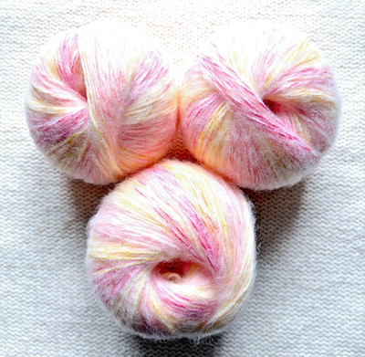 3 Knäuel x 50g Mohair Wollmischung weiches Farbverlaufsgarn : 01 Pink Lemonade Twist