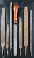 Hand File Rasp Lot of 7 Flat & Round, Disston, Mill Bastard, Nicholson, Portugal