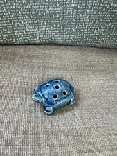 Vintage Little Turtle-shaped Clay Floral Frog turtle figurine flower 2 Inches