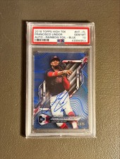 2018 Topps High Tek Francisco Lindor Blue Rainbow Foil Auto /75 PSA 10 Gem Mint