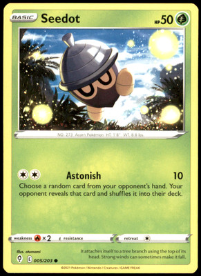 Seedot 005/203 SWSH07: Evolving Skies Regular NM Pokemon TCG